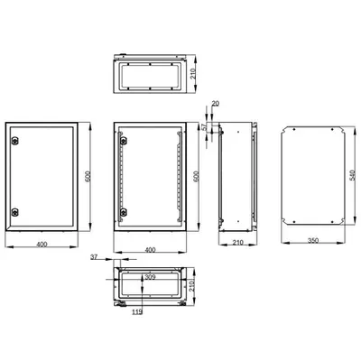 Cofret metal o usa IP65 600x400x210 mm