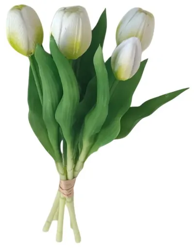 Buchet decorativ Morello - Senzație delicată, lalele, 5 bucăți, alb