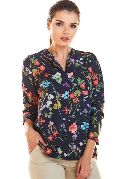 Bluza dama - Poliester - Bleumarin - cu maneca lunga