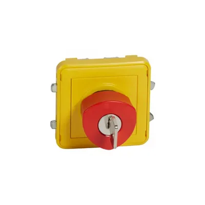 Emergency stop button Plexo IP55-cu key-N/C+N/O contact- modular-gri/yellow