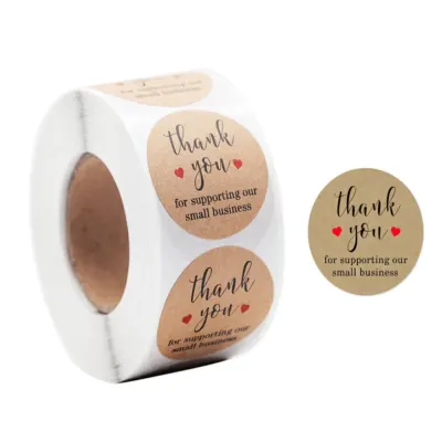 Rolă 500 stickere rotunde Thank You 2.5cm - kraft - Default Title