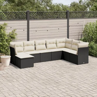 Gossi set mobilier de gradina cu perne, 8 piese, negru, poliratan