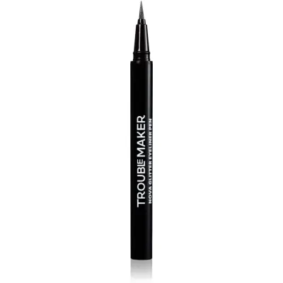 Trouble Maker Nova Glitter Liquid Eyeliner Pen creion de ochi, cu sclipici culoare Black Hole Black 0.5 ml