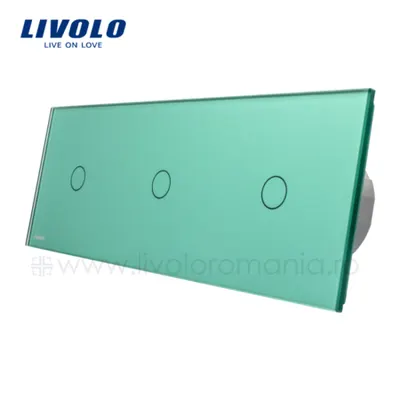 Panou Intrerupator simplu + simplu + simplu Verde