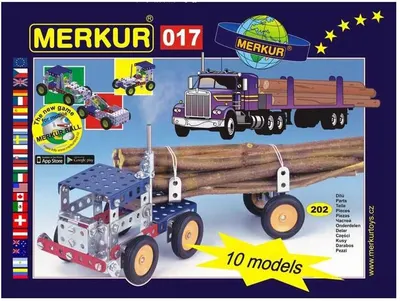 Set de construcție metalic 10 în 1 Merkur - Camioane, 202 piese