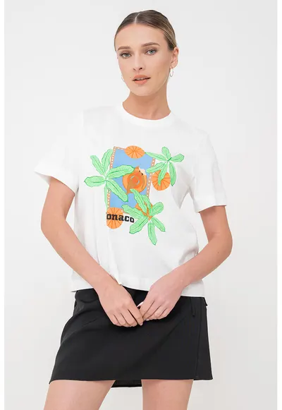 Tricou din bumbac organic - Alb/Portocaliu