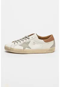 Pantofi sport de piele cu aspect uzat Super Star - Caramel/Alb murdar/Crem