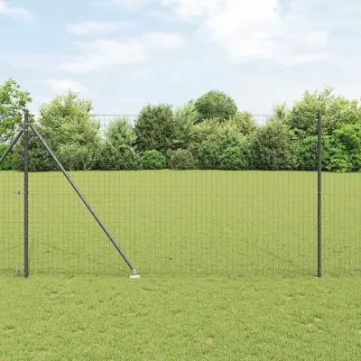 vidaXL Gard European cu Vârfuri 10 x 1,5 m Oțel cu strat de PVC Gri