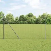 vidaXL Gard European cu Vârfuri 10 x 1,5 m Oțel cu strat de PVC Gri