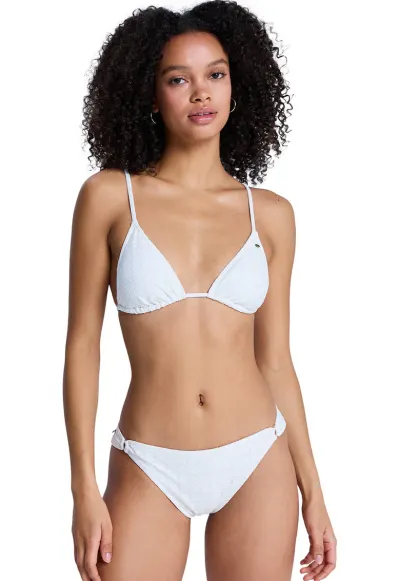 Costum de baie cu doua piese cu aspect texturat - Alb