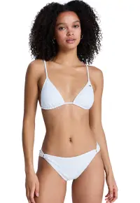 Costum de baie cu doua piese cu aspect texturat - Alb