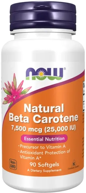 Natural Beta Carotene, 7500 mсg, 90 capsule, Now