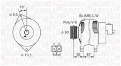 Alternator (14v, 100a) Honda Civic Vii; Opel Astra G, Combo, Corsa C, Meriva a 1.7d Dupa 2000
