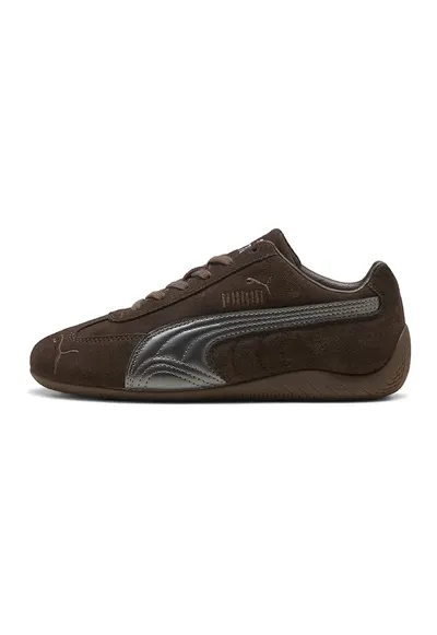 Pantofi sport Speedcat de piele intoarsa cu garnituri de piele - Maro inchis/Argintiu