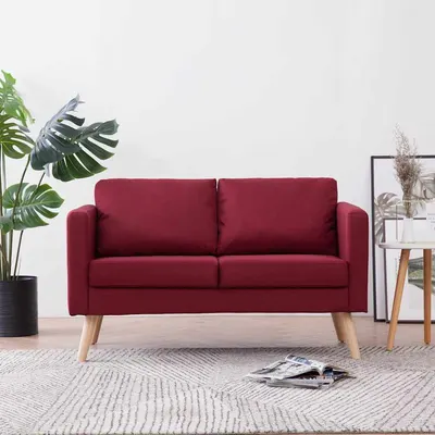 vidaXL Canapea cu 2 locuri, roșu, material textil