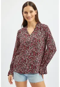 Bluza cu model si decolteu in V - Violet tyrian