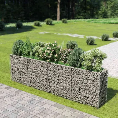 vidaXL Strat înălțat gabion, 360 x 50 x 100 cm, oțel galvanizat