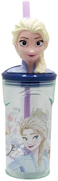 Cană cu pai și figurină 3D Stor Frozen - Snowy Tale, 360 ml