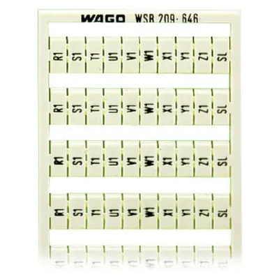 WSB marking card; as card; MARKED; R1, S1, T1, U1, V1, W1, X1, Y1, Z1,SL (10x); not stretchable; Vertical marking; snap-on type; white