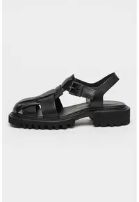 Sandale fisherman din piele Tess - Negru