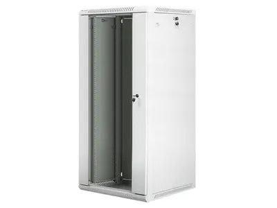 Dulap rack 19" perete 27U / 600x600 (flat pack) cu ușă din sticlă, gri V2