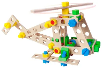 Kit de construcție din lemn 3 în 1 Alexander - Elicopter, 80 piese