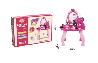 Măsuță de Toaletă pentru Copii cu Accesorii, Oglindă și Uscător de Păr, Set de Machiaj și Coafat, 47 cm, En-gros
