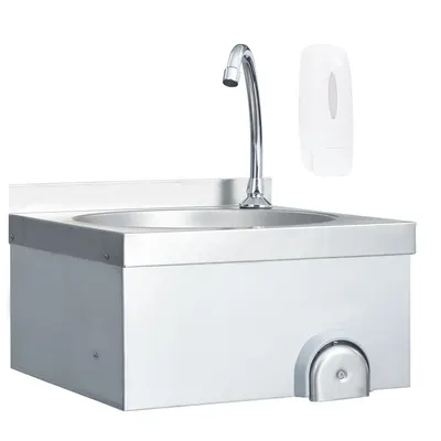 vidaXL Chiuvetă spălat mâini cu robinet dozator săpun, oțel inoxidabil