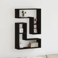 vidaXL Raft de perete 2 buc. Stejar Negru 50 x 15 x 85 cm