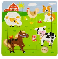 Puzzle din lemn Viga - Animale de companie, 9 piese