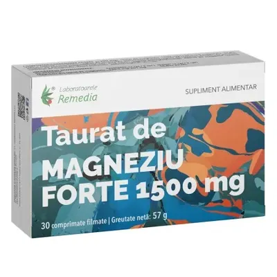 Taurat de magneziu Forte, 1500 mg, 30 comprimate, Laboratoarele Remedia