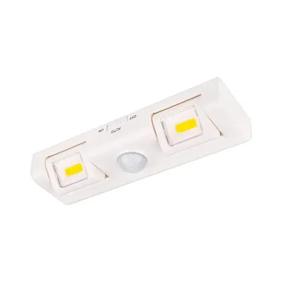 Lampa dubla cu senzor de miscare, lumina mobila, LED COB 0.5W, 4000K, montare banda adeziva, IP20, 70lm, alb
