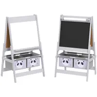 AIYAPLAY Tablă pentru Copii 3-În-1 cu 2 Rafturi și Șevalet din Lemn pentru Copii de 3-8 Ani, 54x46,5x93 cm, Roz | Aosom Romania