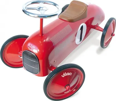 Masina pentru copii fara pedale Vilac metal rosie cu design retro si roti din cauciuc, de la 18 luni