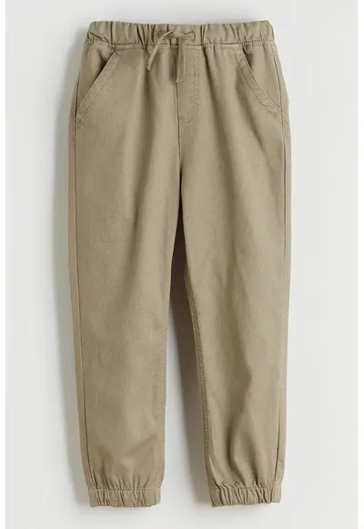 Pantaloni cu croiala conica si talie ajustabila - Kaki