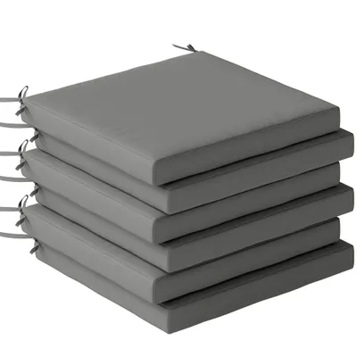 Outsunny Set pernuțe pentru scaune de sufragerie 46x42x7 cm 6 piese cu husă lavabilă și benzi hidrofug anti-UV Gri închis | Aosom Romania