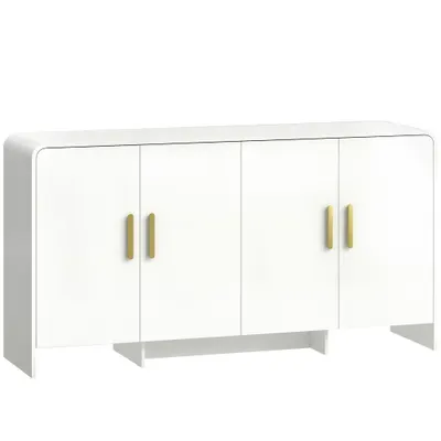 HOMCOM Bufet de Bucătărie cu 4 Rafturi 4 Uși cu Închidere Silențioasă Mobilier pentru TV pentru Televizoare de 182,88 cm 152x40x80 cm Alb | Aosom Romania