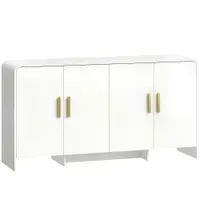 HOMCOM Bufet de Bucătărie cu 4 Rafturi 4 Uși cu Închidere Silențioasă Mobilier pentru TV pentru Televizoare de 182,88 cm 152x40x80 cm Alb | Aosom Romania