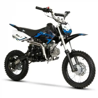 Motocicleta Cross Enduro copii 4T XTR 607M, 125cc, roti 14 12, pornire electromotor, transmisie automata, culoare negru albastru