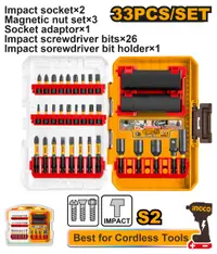 Set Biti Impact 33buc AKDL63306 – biti impact 25mm si 50mm cu tubulare Cr-Mo si adaptor 3/8" pentru insurubat profesional