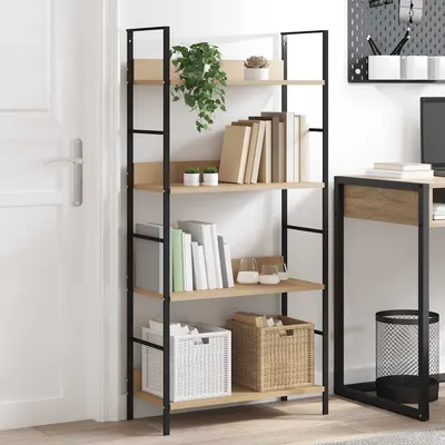 vidaXL Etajeră cărți 3 rafturi, stejar,60x27,6x124,5 cm lemn prelucrat