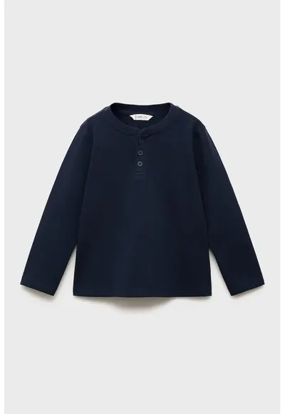 Bluza uni cu fenta cu nasturi - Albastru ultramarin