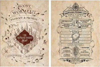 Set mini-postere Pyramid Movies: Harry Potter - Map And School List