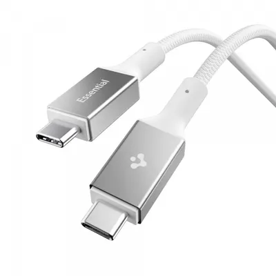 Cablu Date si Incarcare USB-C - USB-C Spigen EB10010CC, 100W, 1m, Alb ACA08774