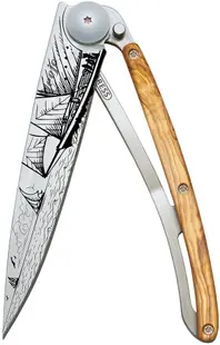 Cuțit de buzunar Deejo Olive Wood - Sailing, 37 g
