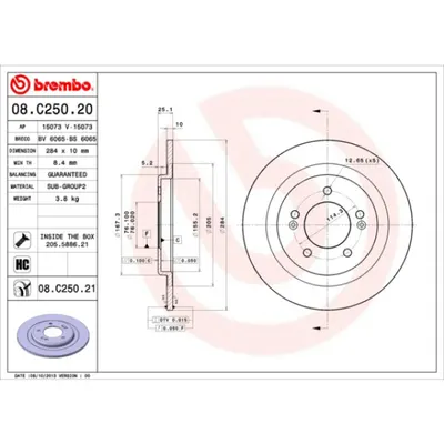 Disc frana BREMBO 08.C250.21