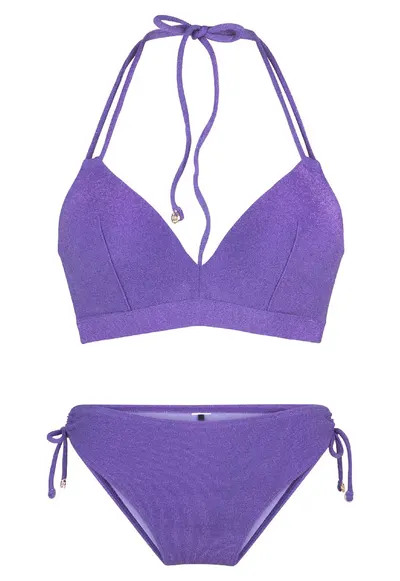 Sutien de baie cu burete si particule stralucitoare - Violet
