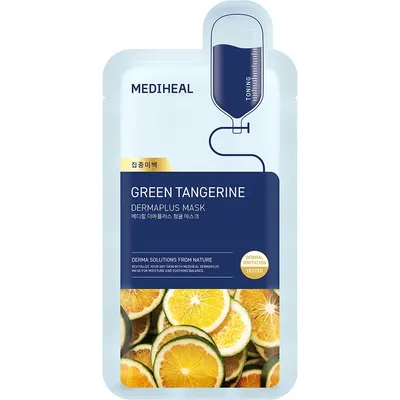 Mască de față iluminatoare, Dermaplus Green Tangerine Sheet Mask, 22 ml, Mediheal