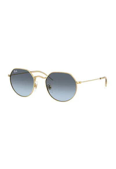 Ochelari de soare rotunzi cu rama metalica Jack - Auriu/Alb optic