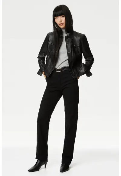 Pantaloni chino cu croiala dreapta - Negru